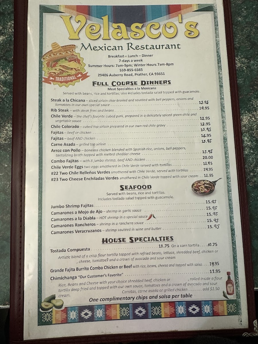 Velasco's Mexican Restaurant Menu - Image 2
