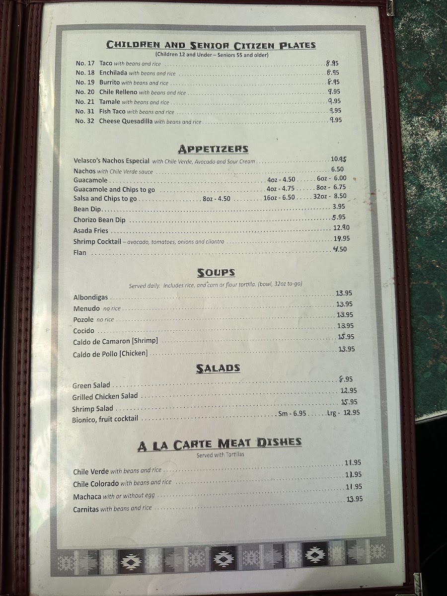 Velasco's Mexican Restaurant Menu - Image 5